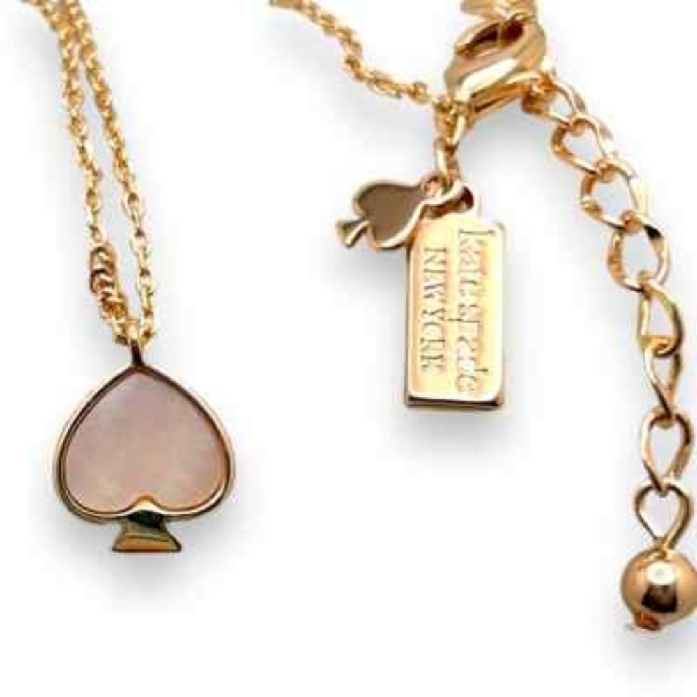 Kate  Spade Signture Spade Pendant Necklace Gold Inlaid With Mother Of Pearl